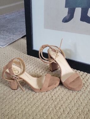 Sam Edelman Circus Annette Sandals Block Heels Shoes Tan Brown Women's Size 6.5
